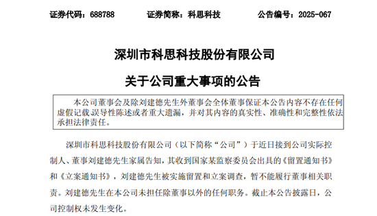 多得网 688788，实控人被实施留置和立案调查！